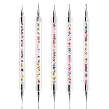 yisinuoo 5PCS (10sizes) 2 Ways Dotting Tools, Nail Art Tools for Painting Nail Design Kit With Color