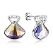 Daesar Boucles D'Oreilles Argent 925 Femme Boucles D'Oreilles Goujons Ventilateur Cubique Zircon Cristal Boucles D'Oreilles Violet