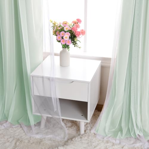 Image of DWCN Sage Green Blackout Curtains with Sheer Overlay 84 Inch Long | Room Darkening Mix & Match Double Layer Window Panels for Bedroom Living Room Drape, Grommet Top, 52 inch Wx84 inch L, Set of 2