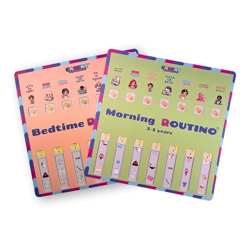 Routino Morning & Bedtime Routine Chart Bundle for Kids 2–5 Years – Interactive Visual Schedules for Daily Independence