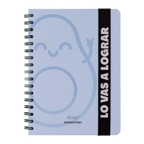 Mr.Wonderful Agenda Wonder 2024 Semanal, azul, Lo vas a lograr, 22,1 x 2,1 x 15,6