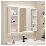 Élégant et polyvalent : ce meuble avec éclairage LED et miroir haute définition s'installe principalement au-dessus du lavabo, sans occuper d'espace au sol, offrant un grand espace de rangement. Il peut être combiné avec n'importe quel style décoratif et convient parfaitement à votre salle de bain, cuisine, salon, chambre, entrée, etc. Le matériel de haute qualité est durable, amorti, silencieux et robuste.