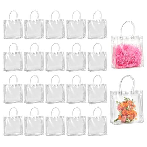 Sacs de cadeaux de fête réutilisables en PVC transparent avec fond stable