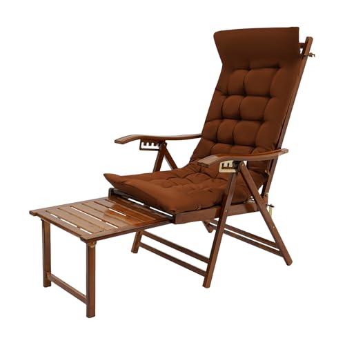 Fletxify Portable Folding Lounge Chair, Bamboo Terrace Lounge Chair W/5