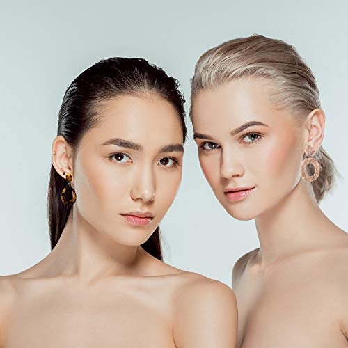 Duufin 24 Pairs Mottled Acrylic Earrings Resin Drop Dangle Hoop Statement Earrings Polygonal Bohemian Fashion Jewelry For Women Girls #TOP5