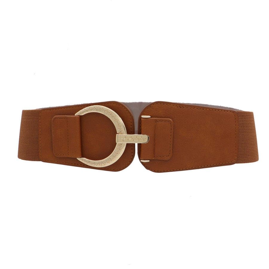 ZYALTFDC Women Fashion Wide Stretchy Waist Belts Elastic Gold Buckle Cinch Belt for Dresses Lady Girls Trendy Waistband