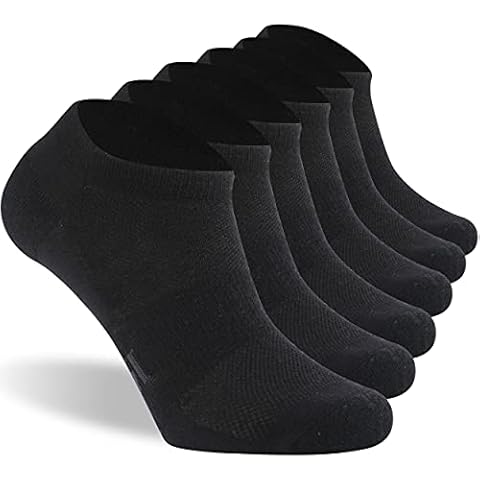 Athletic Ankle Socks, RTZAT Thin Merino Wool Light Low Cut Running Ankle Socks for Men and Women, S-L, 6 Black, Large Cover