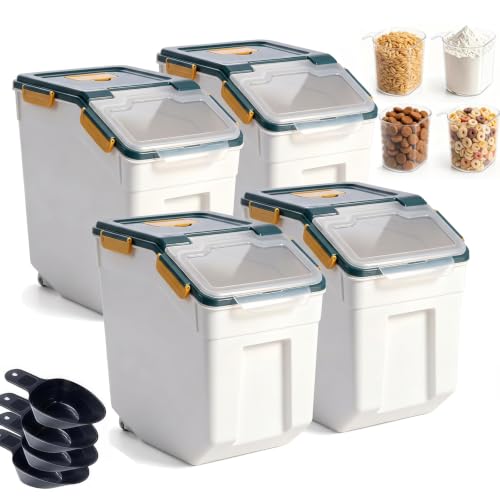 RUIAN Flour Storage Container 50lb Airtight Food Storage Bin (Blue,4pcs)