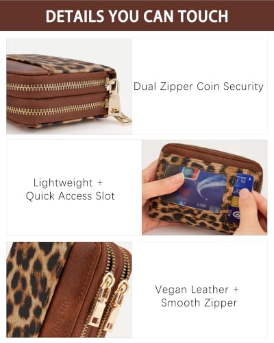 Image of Leopard Credit Card Holder for Women,Accordion Wallet with wristlet