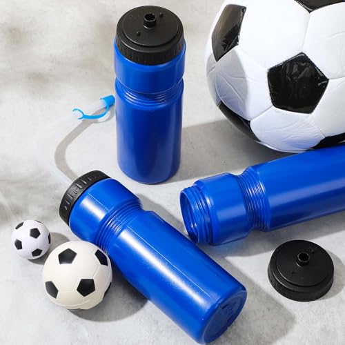 Skybooly 6 Pack Hockey Water Bottles Bulk Lacrosse Football Cycling Plastic Squeeze Bottle with Straw for Sports Baseball Gym Yoga Team Outdoor Use Sport Helmet in(Blue) - Thumbnail 7