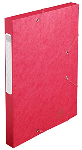 Exacompta 18509H Premium Sammelbox mit Gummizug 25 mm breit aus extra starkem Colorspan-Karton mit Rückenschild für DIN A4 Archivbox Heftbox Dokumentenbox Zeichenbox Sammelmappe rot