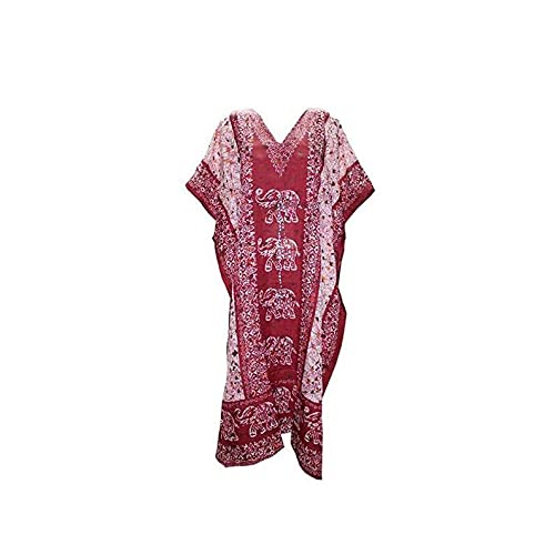 Caftán para mujer largo rojo: salida de baño playera y ropa de dormir