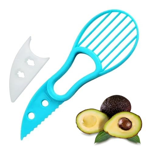 Avocado Slicer Tool 3 in 1, Avocado Pit Remover Kitchen Gadgets, Avocado Corer Tool, Fruit & Avocado Peeler Tools (Sky Blue)