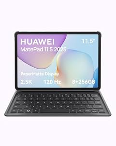 HUAWEI MatePad 11,5" 2025 Tablet mit Tastatur, 2.5K 120Hz, PaperMatte Display, 8+256GB, 10.100 mAh Akku, Bis zu 14 Stunden Videowiedergabe, 40 W Supercharge, Wi-Fi 6, Gaming, Grau