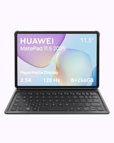 HUAWEI MatePad 11 5 2025 Tablet mit Tastatur 2.5K 120Hz PaperMatte Display 8+256GB 10.100 mAh Akku Bis zu 14 Stunden Videowiedergabe 40 W Supercharge Wi-Fi 6 Gaming Grau