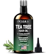 Fiora Naturals Tea Tree Oil for Hair and Scalp - with Jojoba, Grape Seed & Castor Oils - Helps ha...