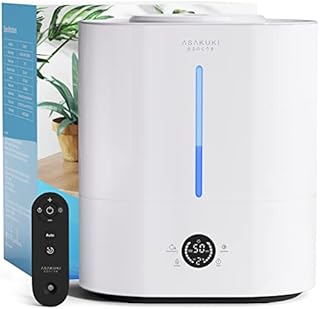 ASAKUKI Humidifiers for Bedroom Large Room, 4L Cool Mist Humidifiers for Baby Kids Plants with Smart Humidity & Timer, Ultrasonic Quiet Top Fill Air Humidifier & Diffuser, Sleep Mode, Auto Off, White