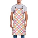 Design unisex: un design classico senza tasche rende questo grembiule con stampa a quadri pesca versatile per grembiuli da uomo, grembiuli per cucinare e grembiuli da cucina per donne, offrendo fascino universale e facile da pulire