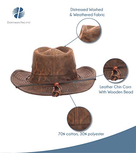 Dorfman Hat Co. Men's Outback Hat with Chin Cord (X-Large, Bark) - Thumbnail 4