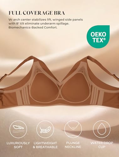 Image of COMFELIE Women Plunge No Underwire Bra Deep V Seamless Supportive Bras Buttery Smooth Comfort Soft Bralettes Underwear