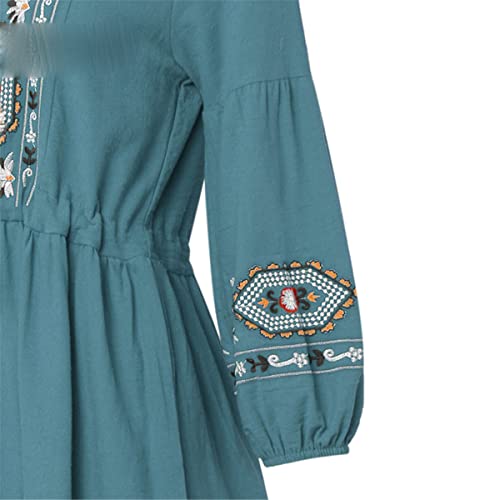Robe d'été bohème mi-longue robe de soirée ample à volants bleu clair