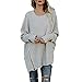 Produktbild iHENGH Damen Winter Dicker Warm Bequem Mantel Stilvoll beiläufige Feste Lange Hülsen Pullover lose Strickjacken Frauen Pullover übersteigt Strickwaren (EU-54/CN-XL, Grau)