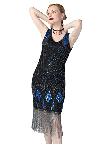 Image of PrettyGuide Women 1920s Gatsby Cocktail Sequin Art Deco Flapper Dress