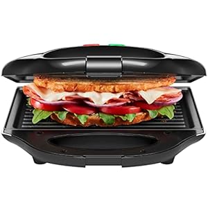 Chefman Portable Compact Grill, Dual Use Panini Press, Sandwich Maker, Electric Grill Griddle, Nonstick, Electric Indoor Grill, Countertop Panini Maker with Cord Storage, Locking Lid, Indicator Lights