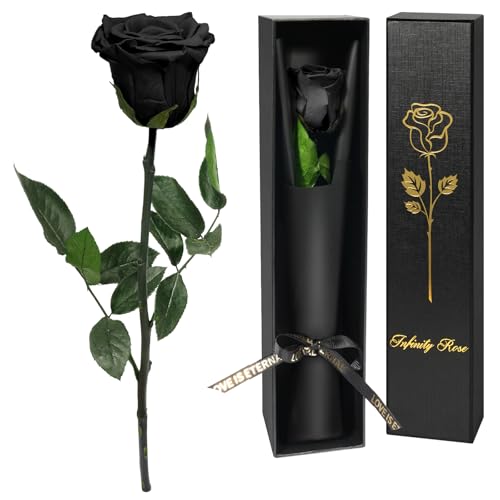 Yamonic Rose Eternelle Cadeau Saint Valentin Femme,Vraie Rose avec Tige Cadeau Femme, Fleur Eternelle Cadeaux Anniversaire Maman,Fleur Préservée en Coffret Cadeaux...