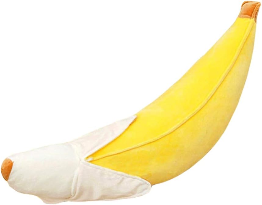 Banana Plush Pillow, Peeled Banana Stuffed, Soft Food Plushie Banana Hugging Pillow, Gift for Birthday, Valentine, Christmas (19.6 inches)