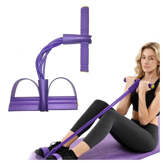 Banda de Resistencia Multifuncional con Pedales, 6 Tubos Elásticos de Látex Natural, Cuerda de Tensión para Yoga y Fitness, Entrenamiento de Fuerza y Estiramiento de Brazos, Piernas y Cintura