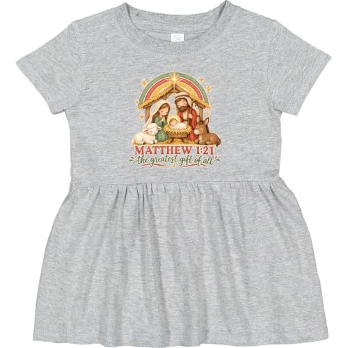 inktastic Matthew 1:21 Nativity Infant Dress 6 Months Heather Grey 47145