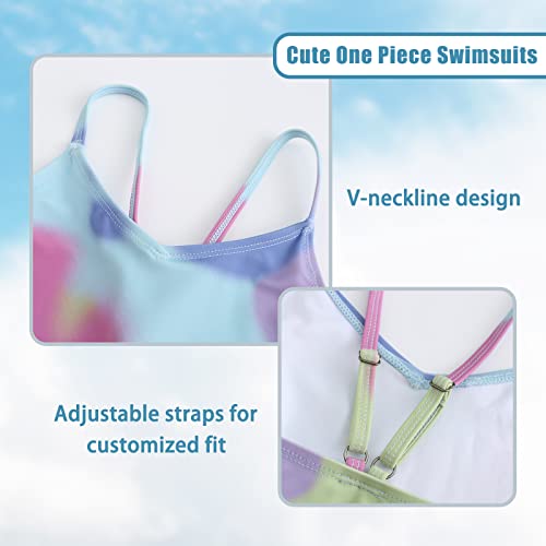 Image of Girls One Piece Swimsuits Tie Dye Bathing Suit for Girls Hawaiian Swimwear 3-16 Years