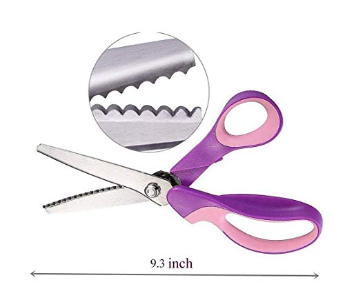 Nejlsd Pinking Shears For Fabric Scalloped 5Mm, Stainless Dressmaking Sewing Scissors Steel Handled Professional Zig Zag Fabric Craft Scissors 9.3 Inch (Purple) #TOP4