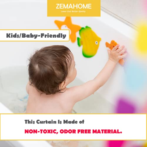 Image of ZEMAHOME 4 Pack PEVA Plastic Shower Curtain Liner Premium Light Weight 72 inch x 72 inch Clear Bathroom Shower Showroom Curtain Liner with Rustproof Metal Gromments and Weighted Magnet