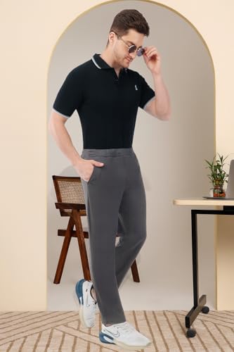 Image of SaintX Men's 4-Way Stretchable Athleisure Pants | Sweat Wicking Fabric | Slim Fit | Active - Sports Wear | Travel, Lounge & Casual Wear | Stylish Back Zipper Pocket | Available in Plus Size (ST06)