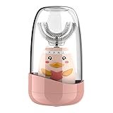 Ultrasonic Kids Electric Toothbrush, New U Shape Kid Electric Toothbrush U Type Whitening Toothbrush IPX7 Waterproof 3 Gear Speed for 3-12 Years Boy Girl (Pink-Duck)