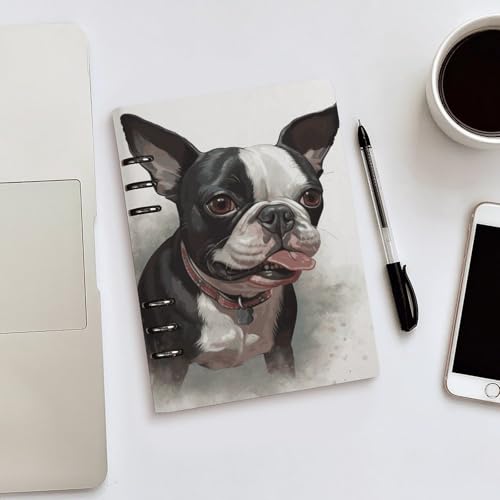Carnet de notes terrier de Boston en cuir PU élégant et robuste