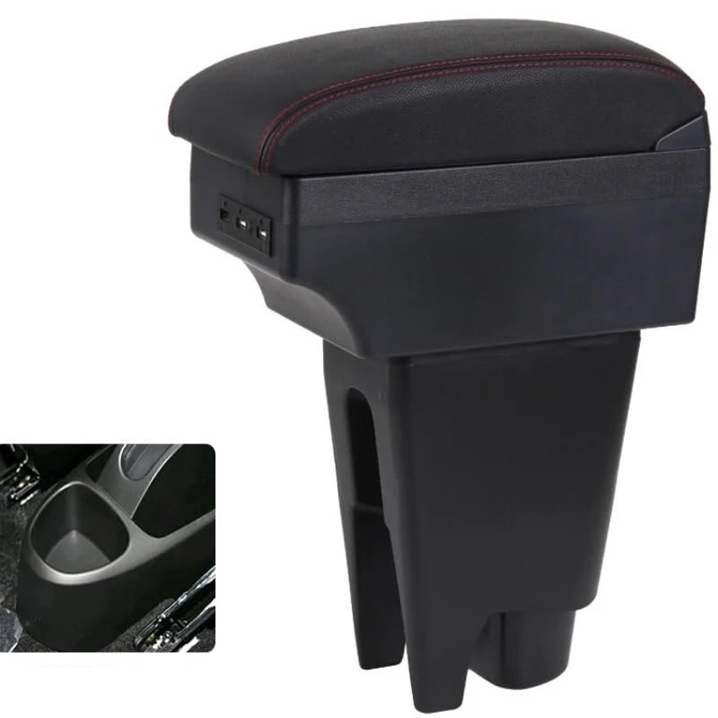 Couverture d'accoudoir de voiture Pour Peugeot 107/pour Citroën C1/pour Toyota Pour Aygo BJ/pour BYD F0 Accoudoir Boîte Intérieure | A1 Black red NO USB