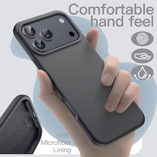 Image of Silicone Case for iPhone 17 Pro Max 6.9-Inch, Silky-Soft Touch Full-Body Protective Phone Case, Shockproof Back Cover for iPhone 17 Pro Max (Gray)