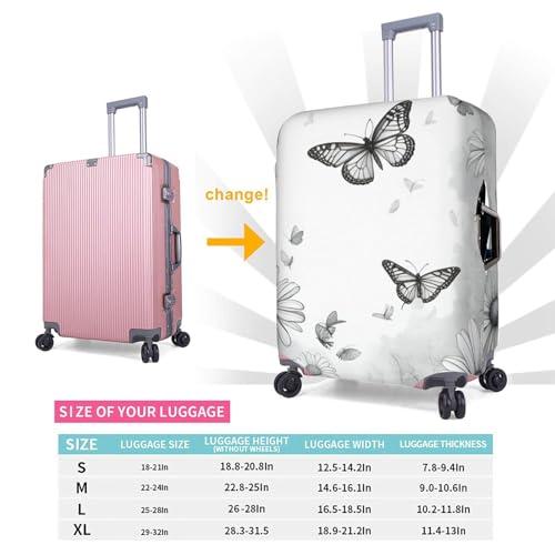 Housse valise imperméable motif papillons protège bagage élastique blanc L - 2