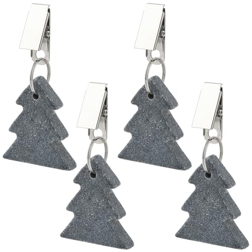 GORGECRAFT 4pz Pesi per Tovaglia Appendini Albero di Natale Pesanti Pendenti in Pietra Pesi per Tovaglia con Clip in Ferro Clip Tovaglia in Marmo Grigio Picnic Feste in Famiglia Giardino All'Aperto