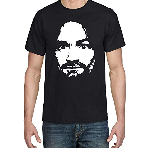 COOL ZHANGU Men's Charles Manson Face Black T-Shirt Black