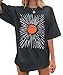 Womens Oversized Tee Shirts Vintage Sunshine Graphic Tees Hiking T-Shirts Boho Summer Short Sleeve Top