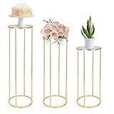Hombtce 3PCS Cylinder Stands for party, Gold Metal Round Pedestal stand, flower stand, Plant stand, cake stand, Display Stand Tables for Weddings Party Birthday festival Backdrop Decoration