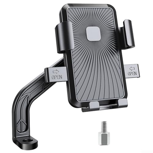 Soporte para teléfono móvil de motocicleta con abrazaderas fuertes y goma antideslizante diseñado para estabilidad en carreteras y giros difíciles (coche (negro retrovisor)