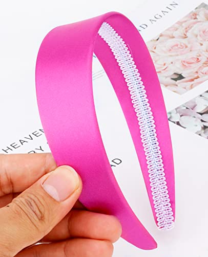 Wecoe Hot Pink Headband 1.6 Inch Wide Silk Satin Headband Women Non Slip Fashion Plain Head Band Solid Hair Band Diy Holiday Hair Accessories For Women Girls Diademas Para Mujer Gifts… #TOP6