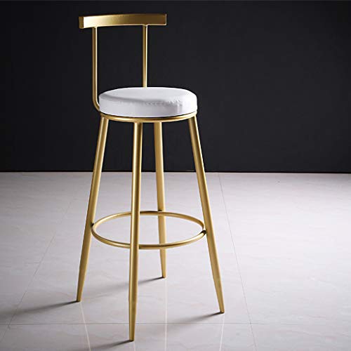 Tabouret de bar de cuisine dossier arc confortable similicuir blanc - 2