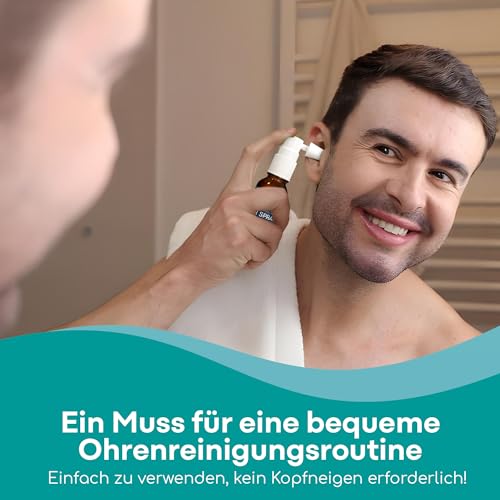 Medi Grade Ohrenschmalz Entferner Spray – Natürlicher Natriumbikarbonat Ohrenreiniger Spray für Blockierte Ohren, Ohrenschmalzentfernung – 20ml Flasche mit über 50 Ohren Spray für Einfache Anwendung