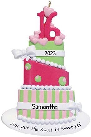 Personalized Sweet Sixteen Birthday Cake Ornament - 16th Birthday Ornaments for Tree, Sweet 16 Ornament, Teen Ornaments, Sweet 16 Christmas Ornament, Happy Birthday Christmas - Free Customization